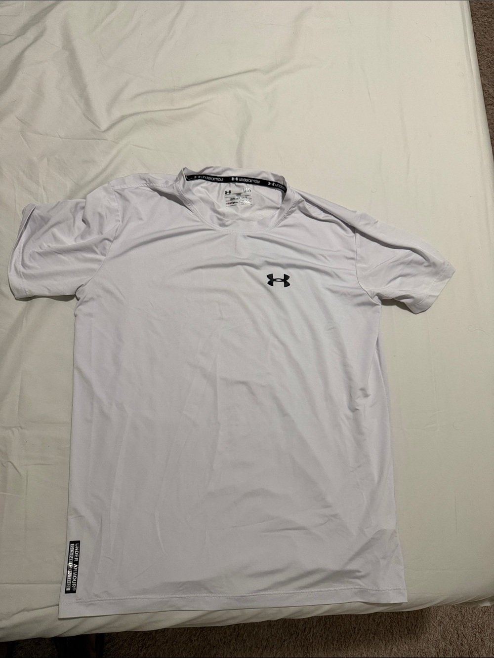 Under Armour Men’s White Short-Sleeve Performance Shirt with Black Logo